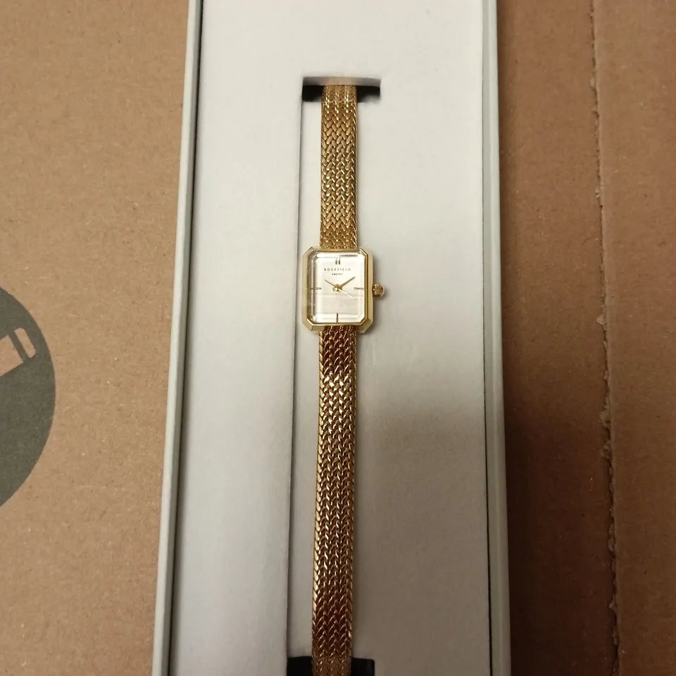 BOXED ROSEFEILD OCTAGON XS GOLD WATCH