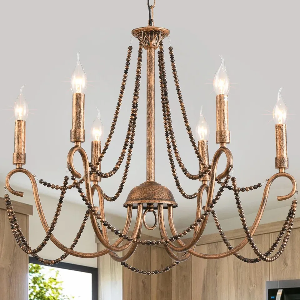 BOXED 6-LIGHT DIMMABLE CANDLE STYLE CHANDELIER 
