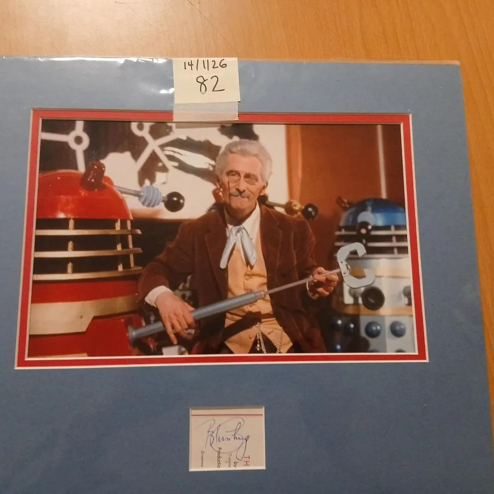 SIX ASSORTED AUTOGRAPHED PHOTOS/PICTURES TO INCLUDE; PETER CUSHING, JEREMY FRIMPONG, MICHAEL CONLON, CHRIS SUTTON, JACK NICKLAUS AND GIULIA