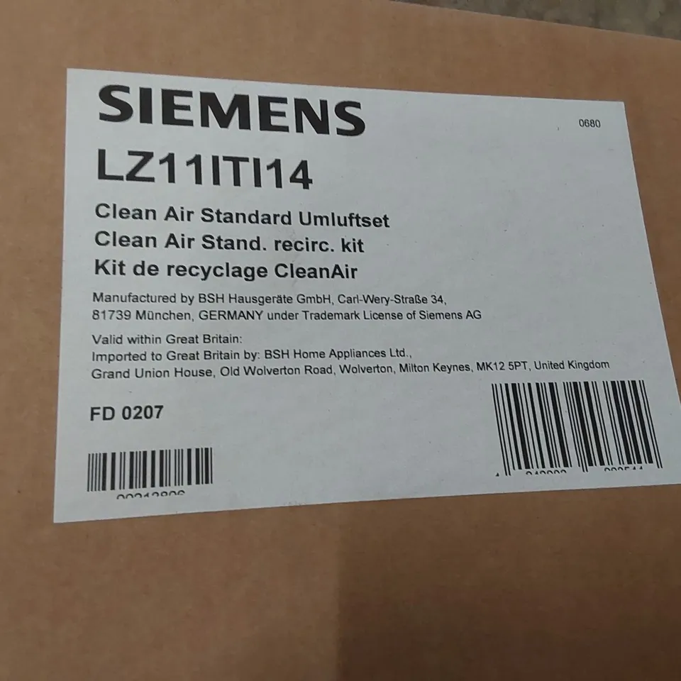5x BRAND NEW BOXED SIEMENS LZ11ITI14 CLEANAIR STANDARD RECIRCULATION KITS (5 BOXES)