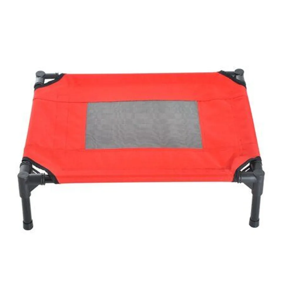 BOXED PORTABLE ELEVATED RED MEDIUM PET BED 