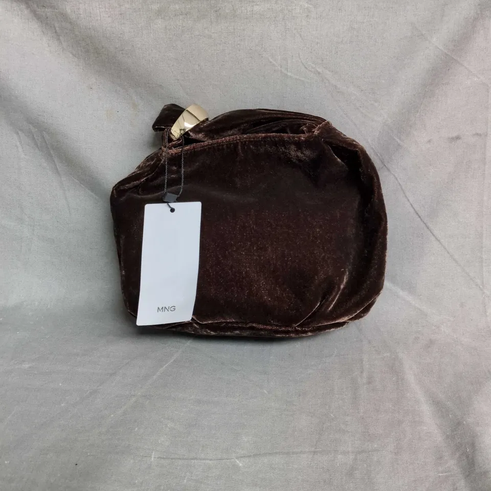 MNG VELVET CLUTCH BAG – BROWN