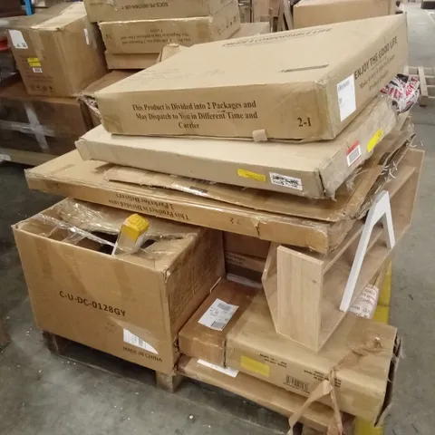 PALLET OF ASSORTED INCOMPLETE FURNITURE PARTS AND PIECES 