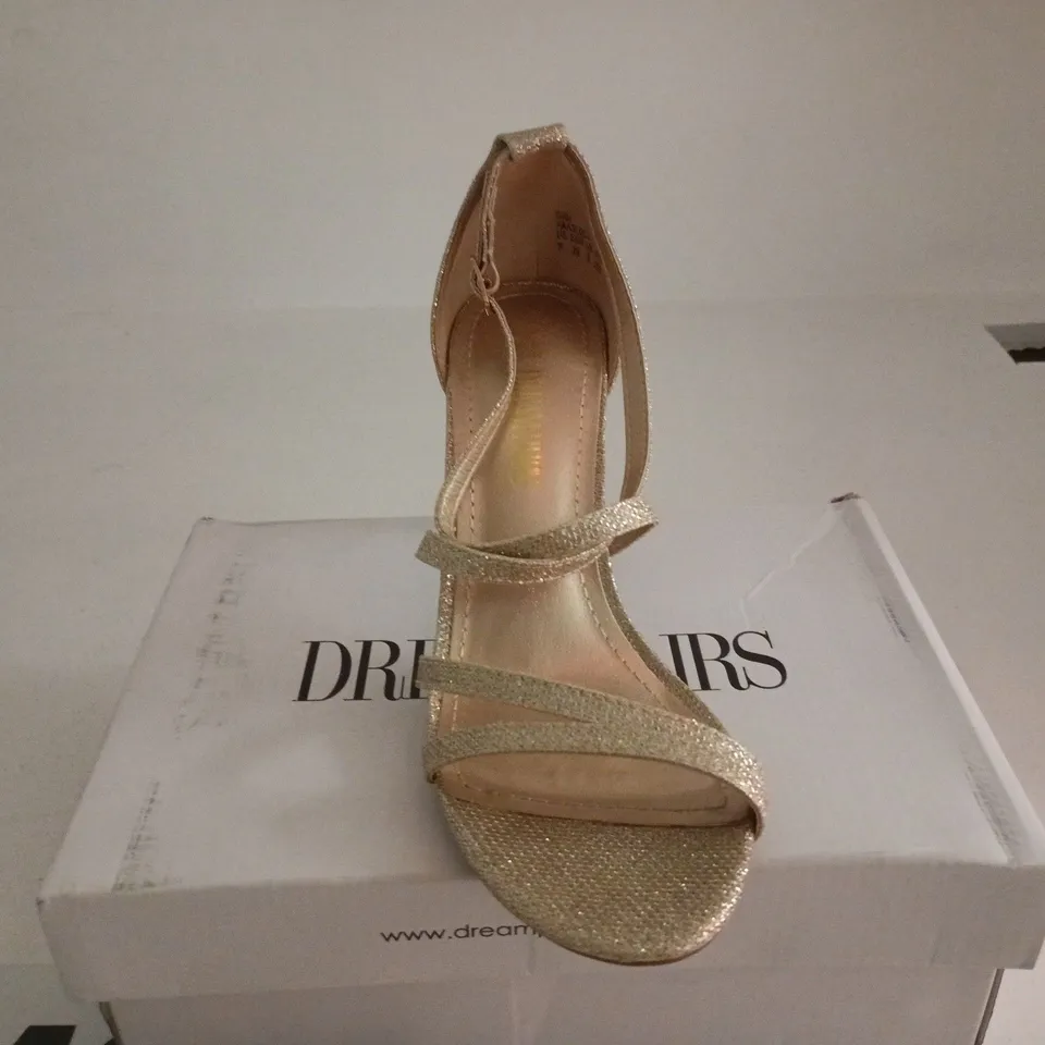 DREAM PAIRS GLITTER STRAPPY HIGH-HEEL SANDALS – GOLD, WOMEN'S UK 6 BOXED