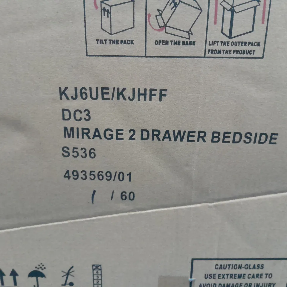 BOXED MIRAGE 2 DRAWER BEDSIDE - COLLECTION ONLY  RRP £149