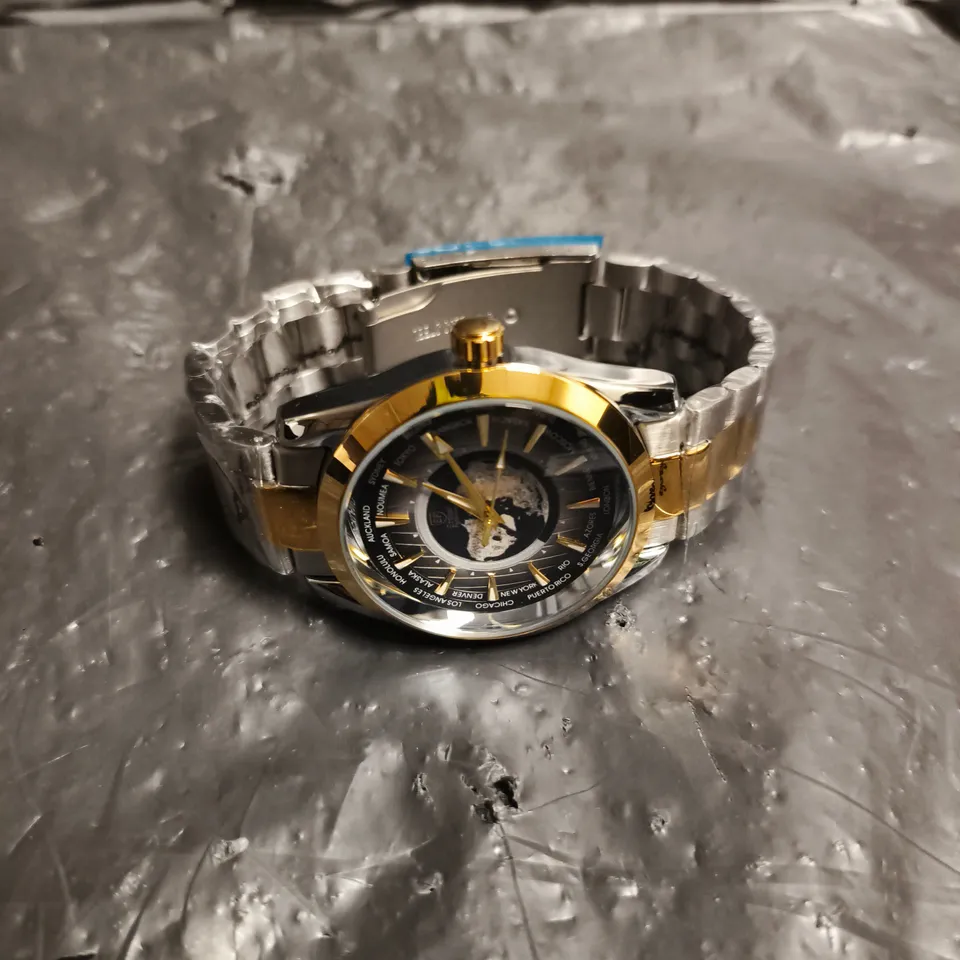 MENS ERNEST FERDINAND WATCH – GLOBAL DIAL – STAINLESS STEEL STRAP