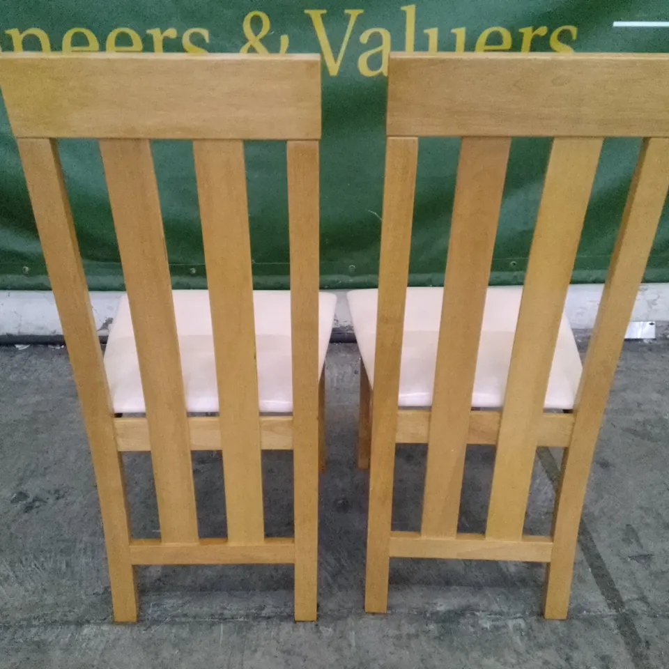 SET OF 2 NEW CHESTER OAK DINING CHAIRS (IVORY LEATHER SEAT PAD)