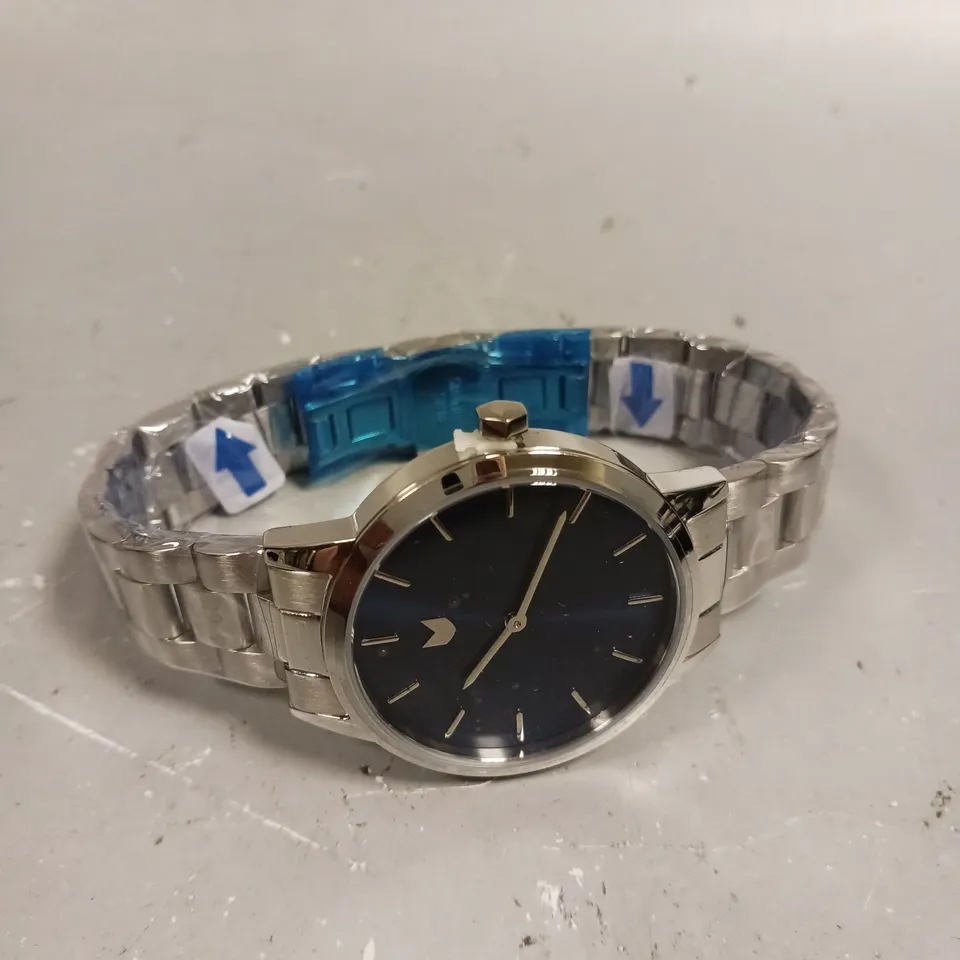 MINO STAINLESS STEEL LINK BLUE DIAL WATCH 