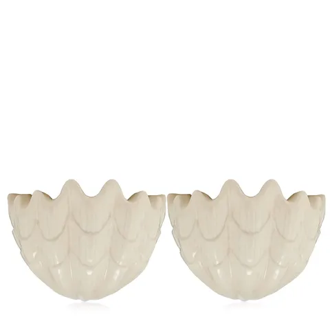 GARDEN STORIES X ANOUSKA SET OF 2 PORCELAIN CLAM SHELL HANGING PLANTER