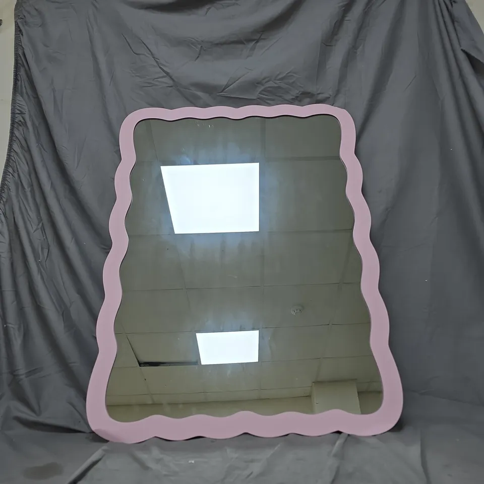 PINK SCALLOPED-EDGE WALL MIRROR