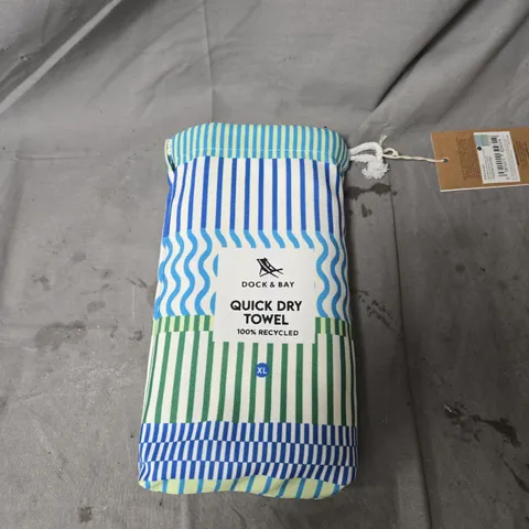 DOCK & BAY QUICK DRY TOWEL – STRIPED BLUE/GREEN, 100% RECYCLED