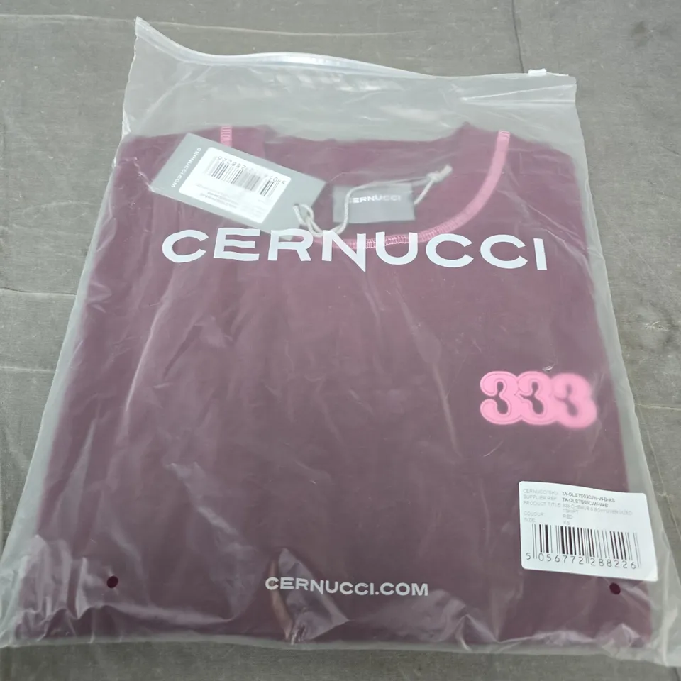 XS CERNUCCI 333 CHERUB & BOW OVERSIZED T-SHIRT – RED