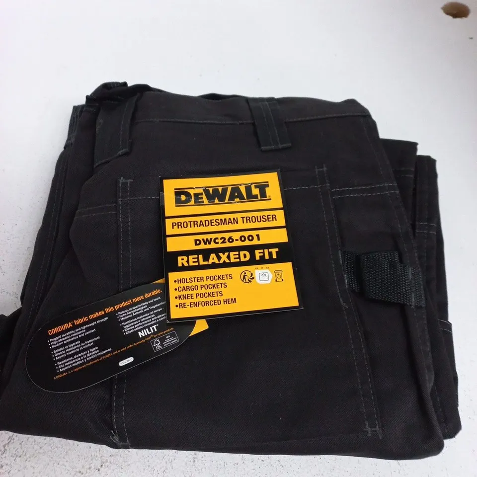 DEWALT PROTRADESMAN TROUSER – BLACK, RELAXED FIT, W36 L33