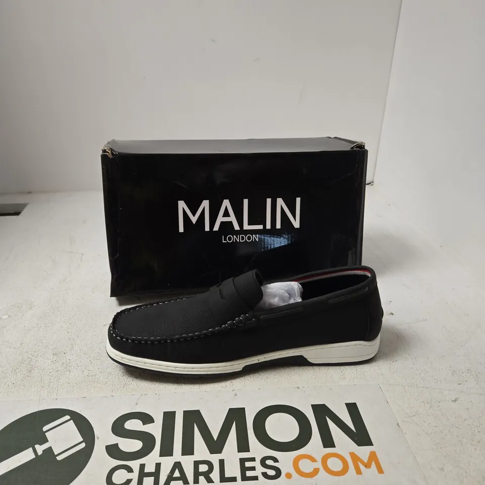 BOXED MALIN LONDON KOFI BLACK SLIP-ON LOAFERS – UK 10