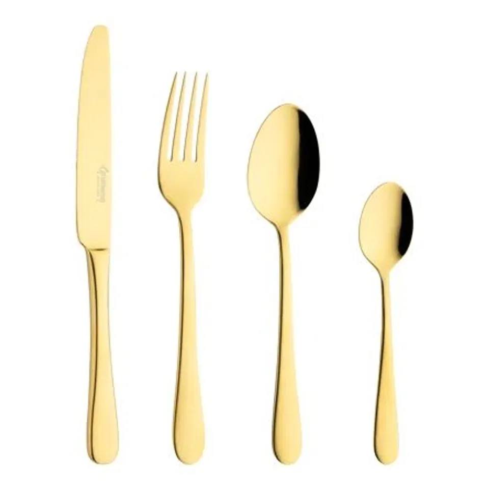 BOXED GRUNWERG 16 PIECE GOLD COLOURED WINDSOR CUTLERY SET (1 BOX)