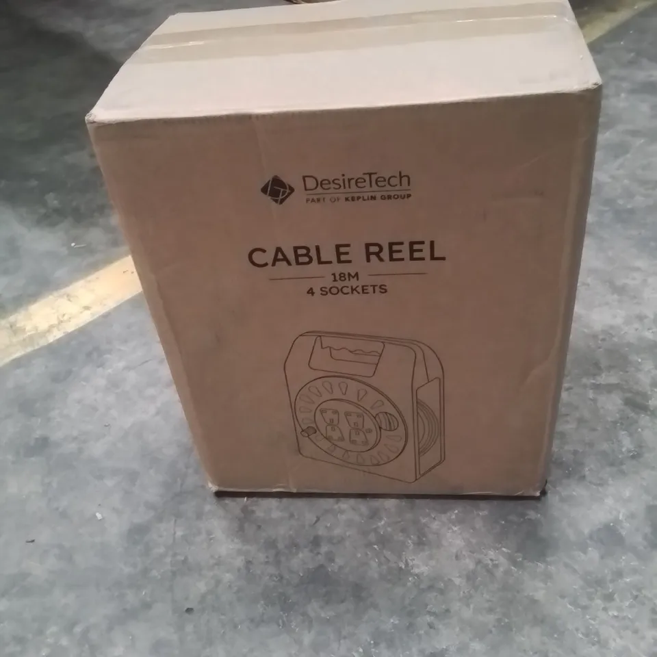 BOXED KEPLIN DESIRETECH CABLE REEL 18 METRES 4 SOCKETS 