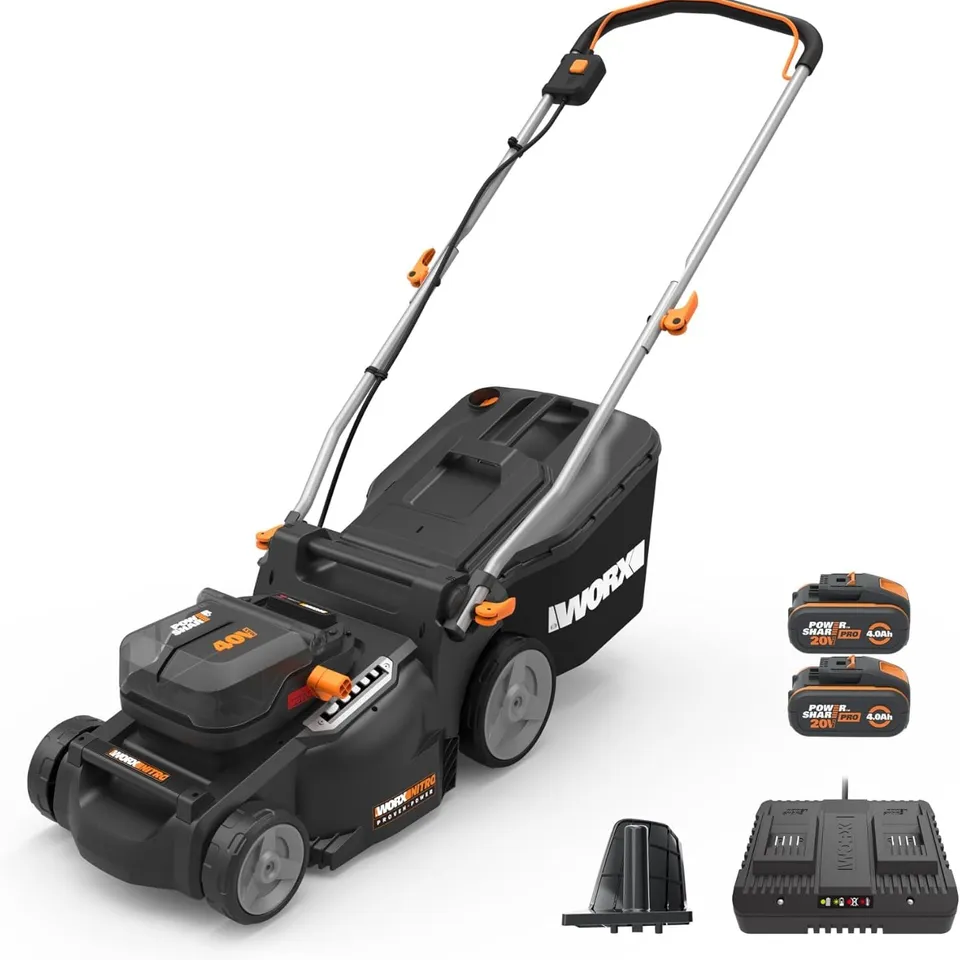 BOXED WORX WG737E 40V POWERSHARE BRUSHLESS CORDLESS LAWNMOWER 37CM