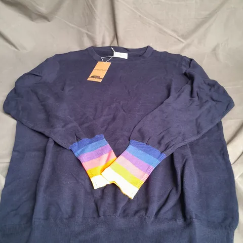 SUGARHILL RITA JUMPER IN NAVY SUNSET STRIPE CUFF SIZE 16