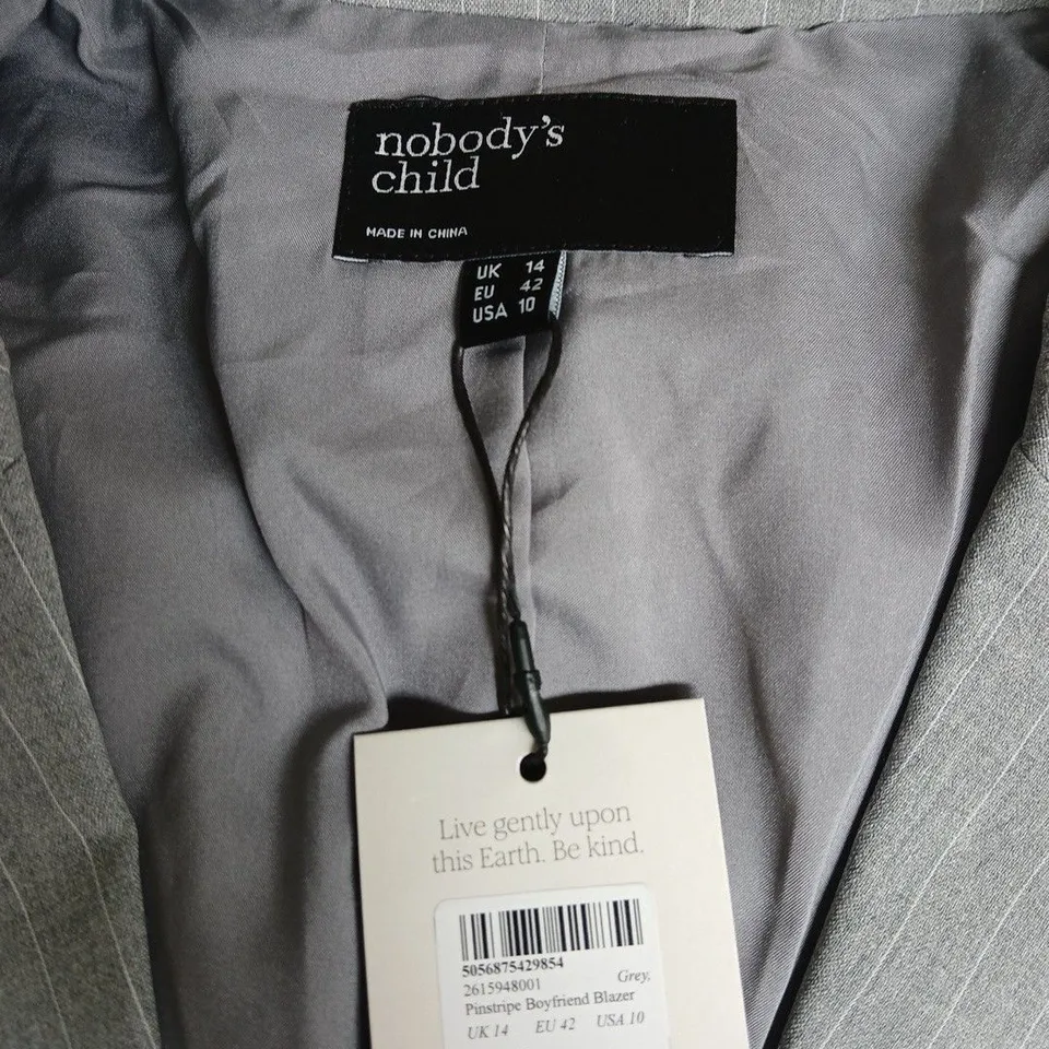 NOBODY'S CHILD PINSTRIPE BOYFRIEND BLAZER – UK 14 (EU 42, US 10)