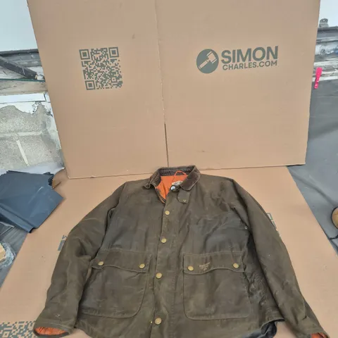 BARBOUR OLIVE WAXED JACKET – MEN'S, UK SIZE L