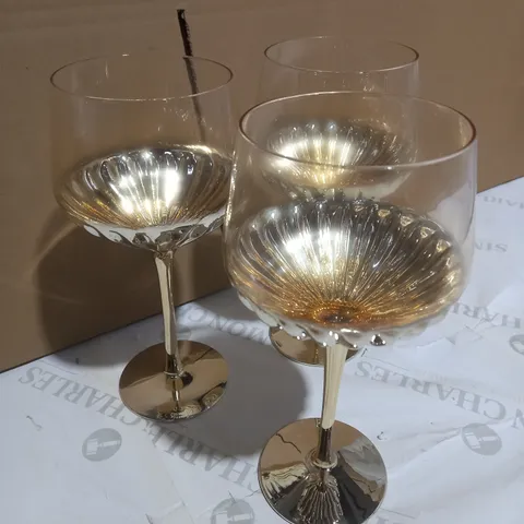 SET OF GOLD ART DECO WINE GLASSES