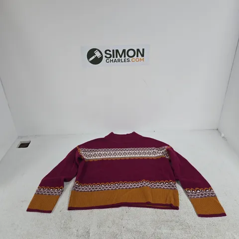 WHITE STUFF KNIT JUMPER – UK 10 (EU 38, US 6), MAGENTA WITH PATTERN