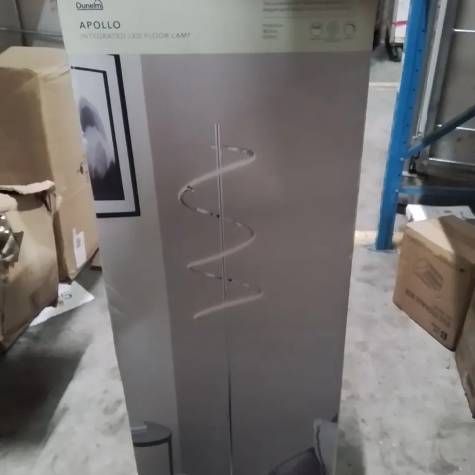 BOXED APOLLO INTERGRATED LED FLOOR LAMP CHROME FINISH 