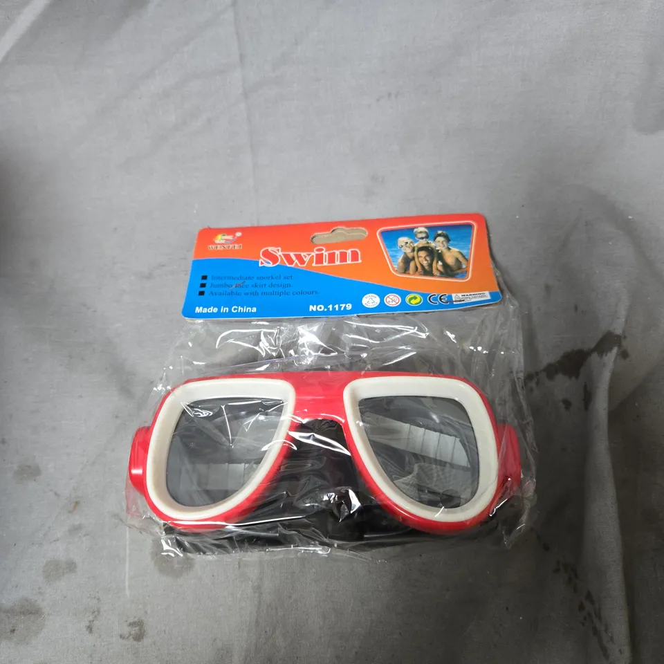 BOX OF APPROXIMATELY 50 X SWIM GOGGLES – RED & WHITE FRAME
