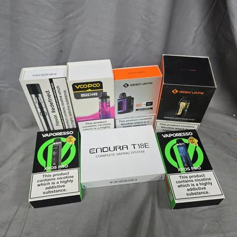 APPROXIMATELY 20 ASSORTED VAPE & E-CIGARETTE PRODUCTS TO INCLUDE BRANDS SUCH AS INNOKIN, GEEKVAPE, VOOPOO, ETC