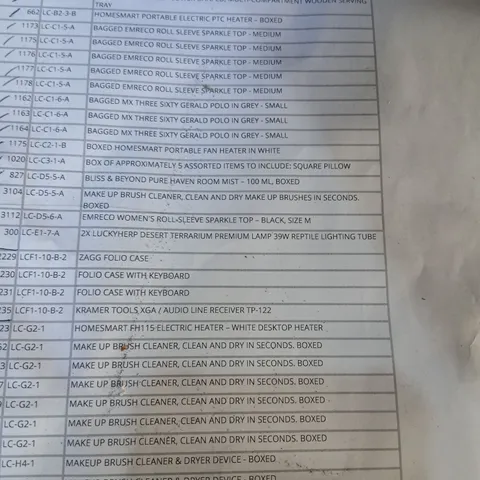 APPROXIMATELY 30 ASSORTED PRODUCTS TO INCLUDE;EMRECO ROLL SLEEVE SPARKLE TOP, FOLIO CASE WITH KEYBOARD, MAKEUP BRUSH CLEANER AND DRYER DEVICE, ZAGG FOLIO CASE AND HONESMART PORTABLE ELECTRIC HEATER