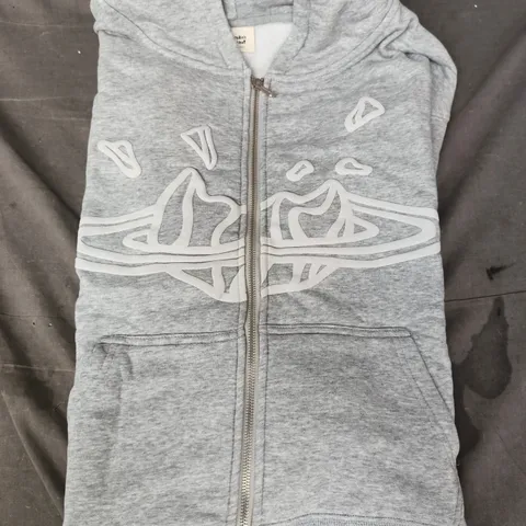 BROKEN PLANET LONG SLEEVE HOODY IN GREY SIZE MEDIUM
