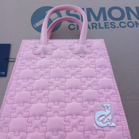 TWO DANIEL DIYEPRIYE PINK QUILTED HANDBAG WITH PUZZLE-PIECE PATTERN, TOP-HANDLE 