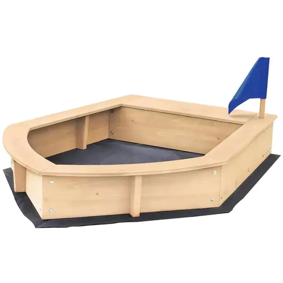 BOXED LIBERTY HOUSE TOYS KIDS BOAT SANDPIT WITH SEATING AND COVER