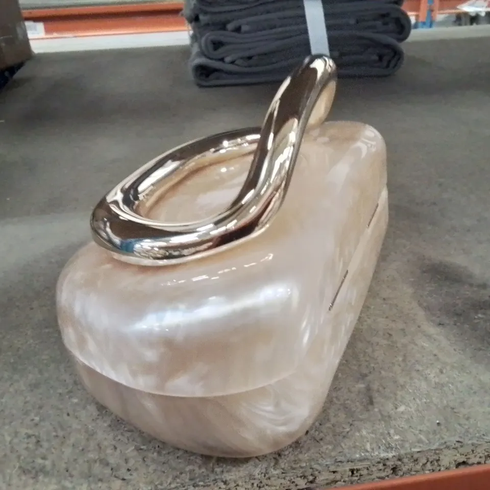 BOXED HARD CASE PEARL EFFECT PINK CLUTCH BAG