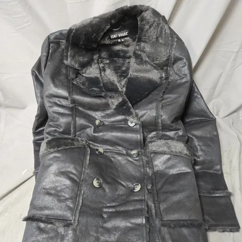 CENTIGRADE FAUX FUR COAT – WOMEN'S XL, CHARCOAL/BLACK