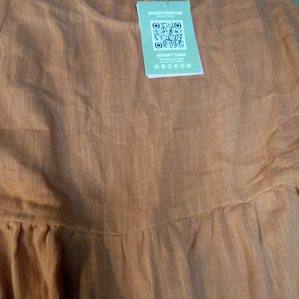 LUCY YAK BURNT ORANGE LINEN STYLE JUMPSUIT - SIZE 16