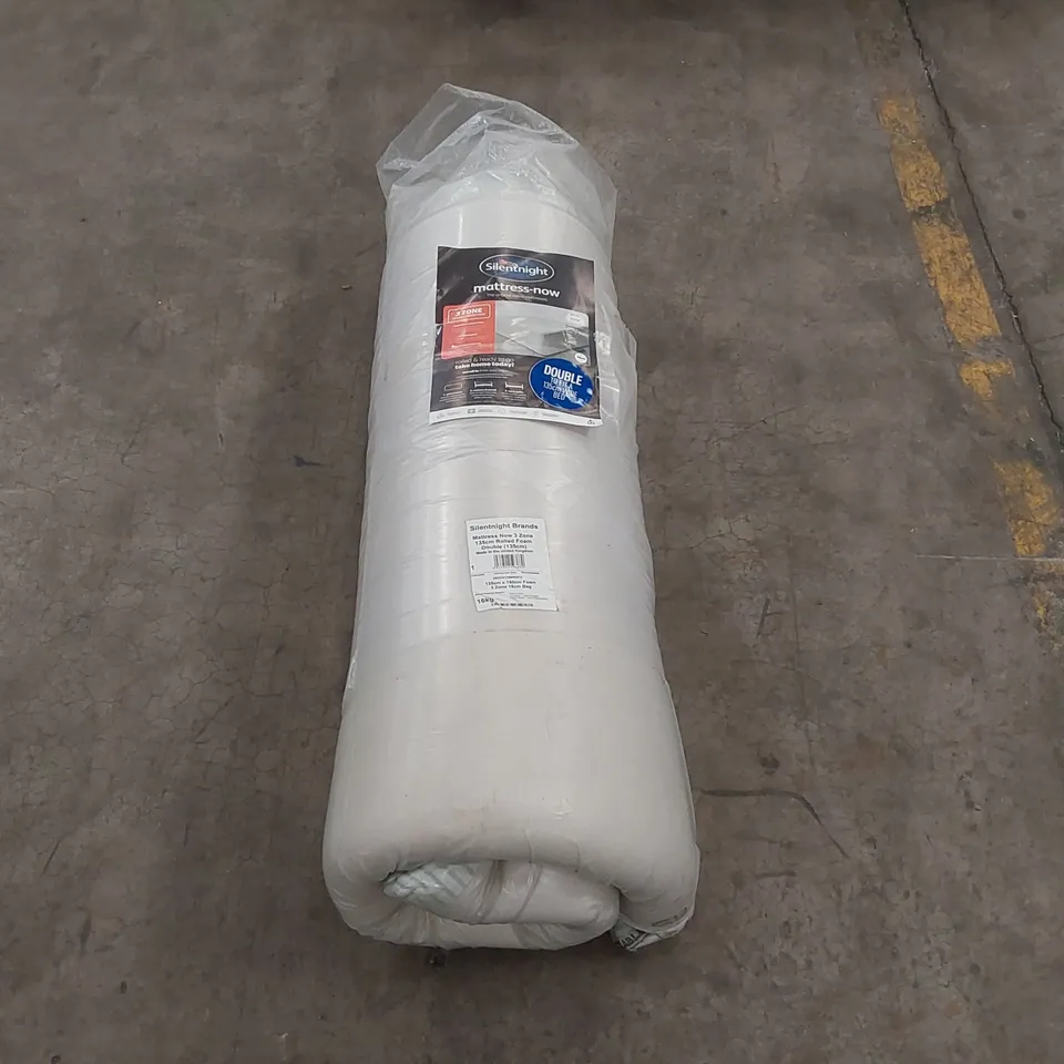 QUALITY BAGGED AND ROLLED SILENTNIGHT 3 ZONE MEMORY FOAM 135CM DOUBLE MATTRESS 