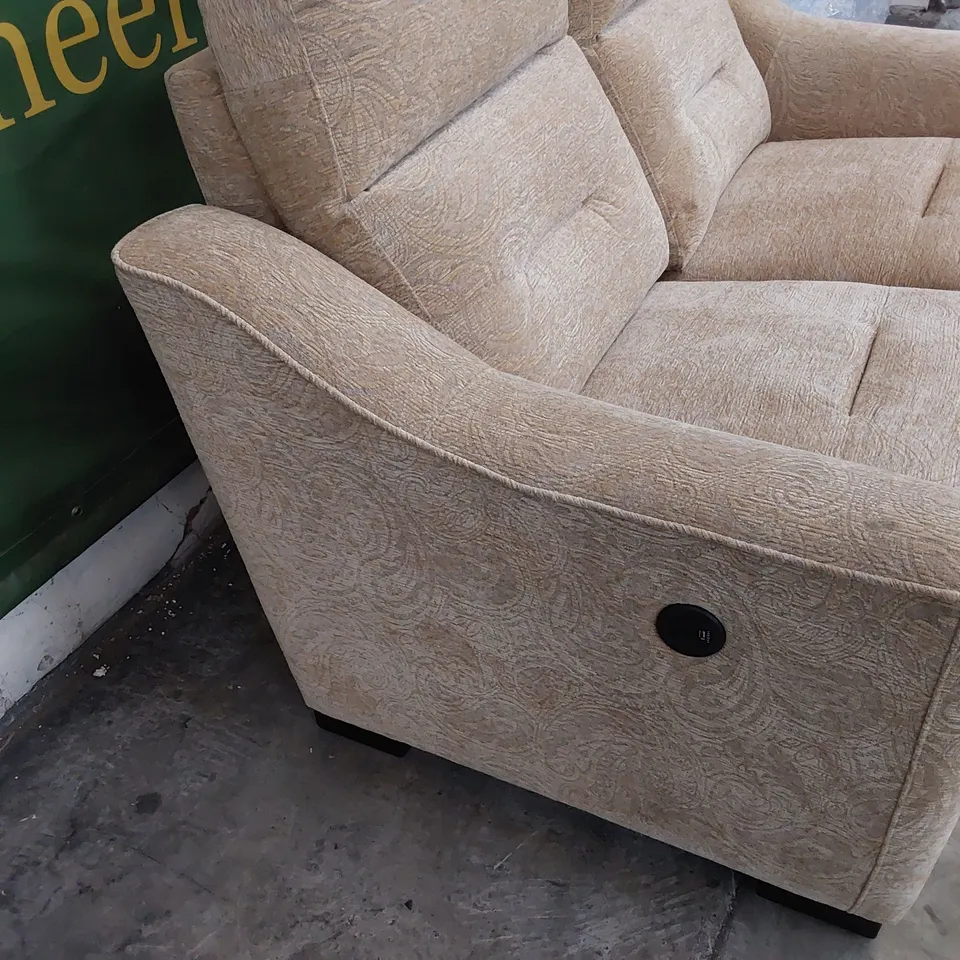 DESIGNER POWER RECLINING TWO SEATER SOFA CARAMEL FABRIC 