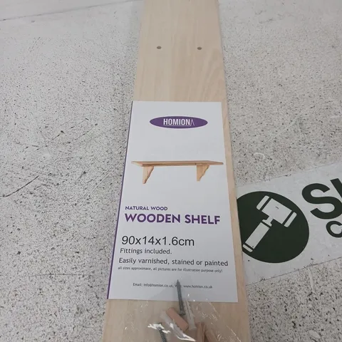 NATURAL WOOD WOODEN SHELF 90X14X1.6CM 