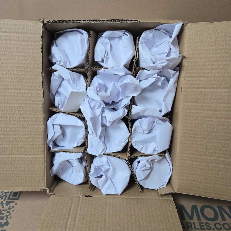 BOX OF 6 X 12 GISELA GRAHAM LONDON GLASS BELL HANGING ORNAMENTS