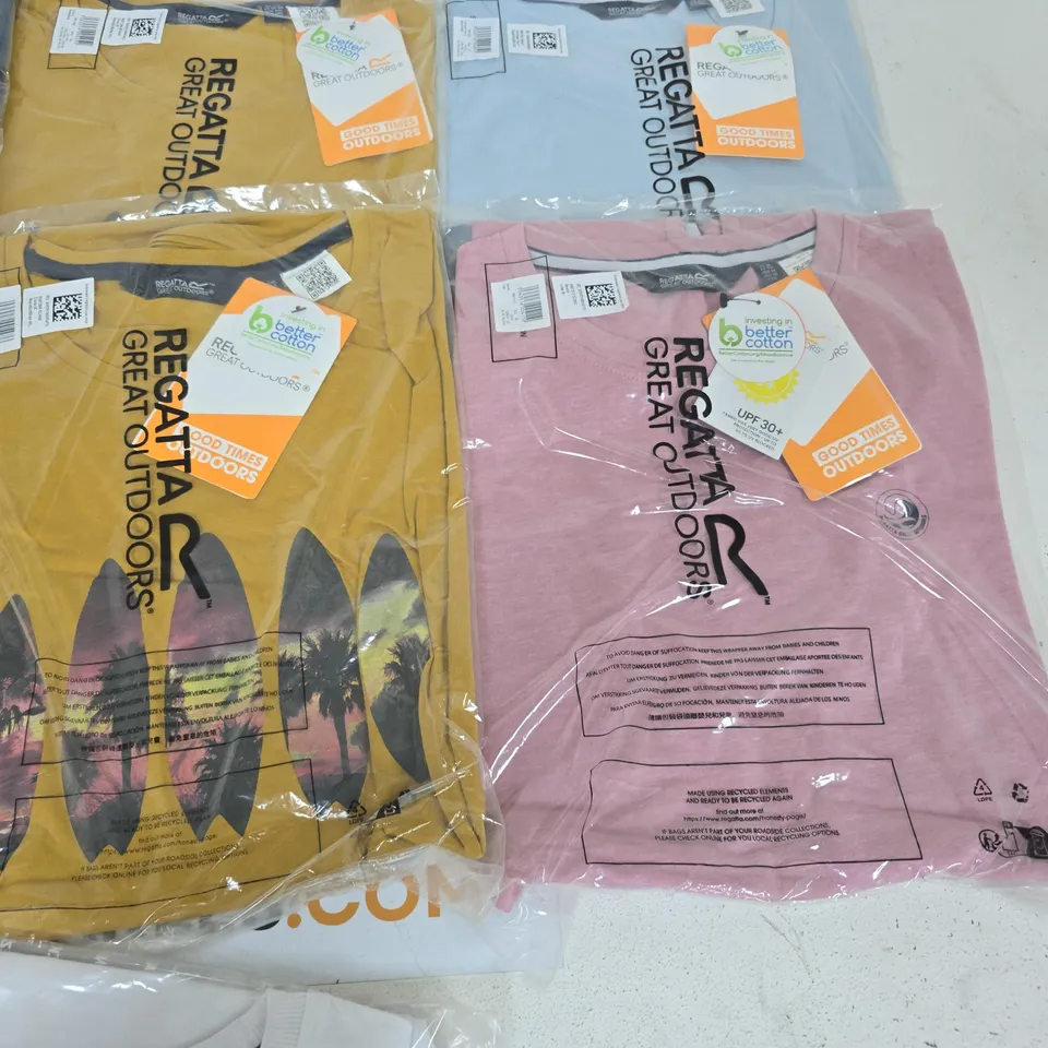 LOT OF 10 ASSORTED BRAND NEW REGATTA T-SHIRTS IN VARIOUS STYLES, COLOURS AND SIZES