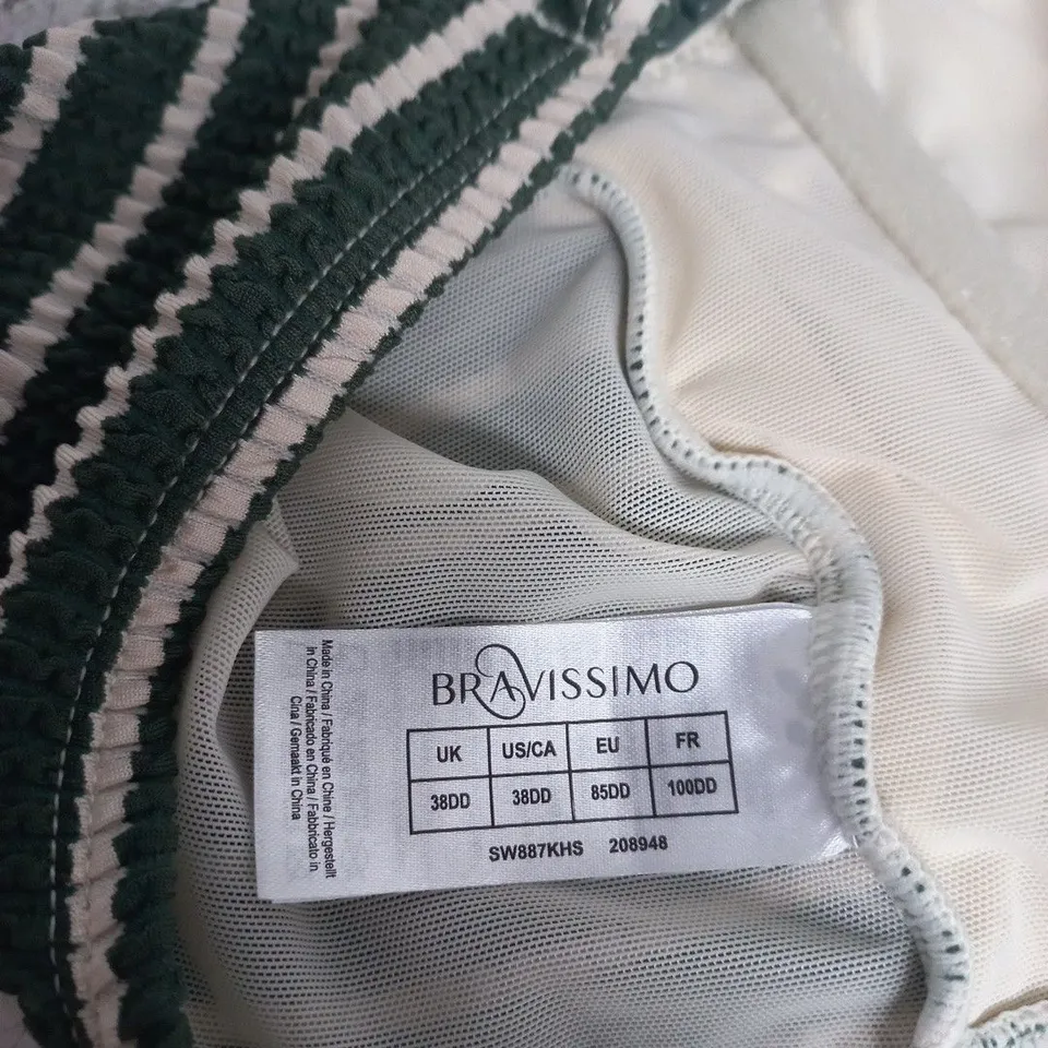 BRAVISSIMO CANCUN BIKINI TOP – KHAKI STRIPE, UK 38DD