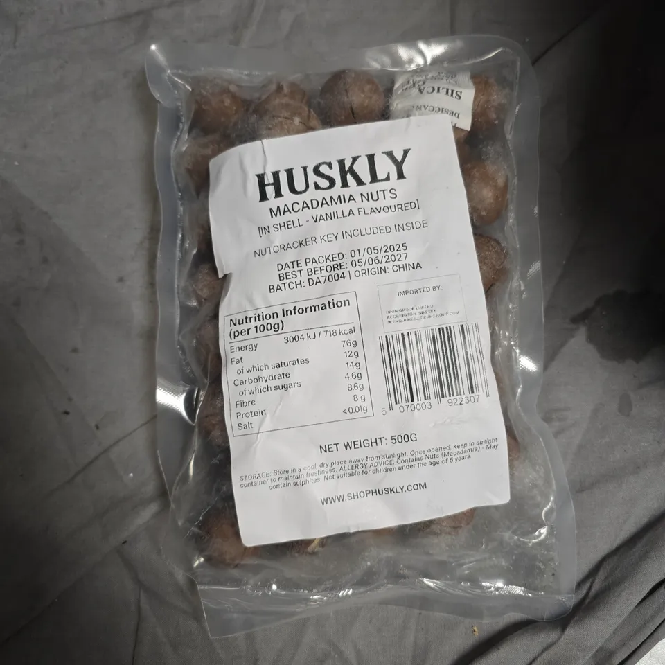 APPROXIMATELY 8 ASSORTED FOOD ITEMS INCLUDING HUSKLY MACADAMIA NUTS , COW & GATE FIRST INFANT MILK AND TROPICAL SUN SLIMTEE HERBAL