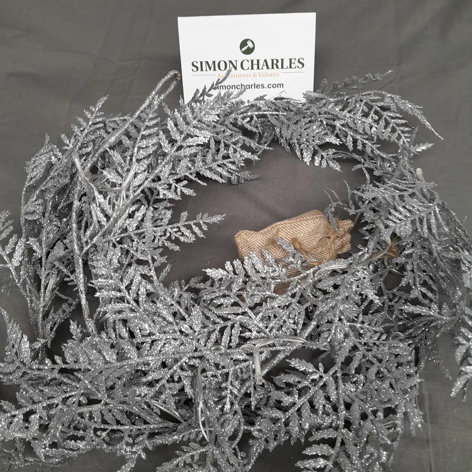 JULIEN MACDONALD SILVER GLITTER PRE-LIT GARLAND