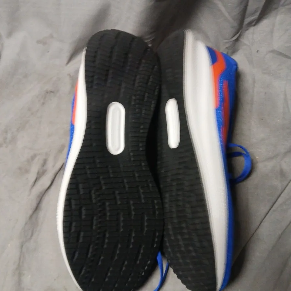 BLUE RUNNING SHOES WITH ORANGE STRIPES (MEN'S) UK SIZE 10.5 ADIDAS .