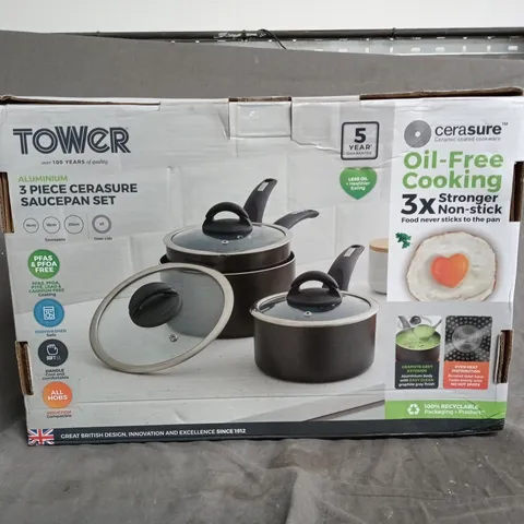 BOXED TOWER 3-PIECE ALUMINIUM CERASURE SAUCEPAN SET