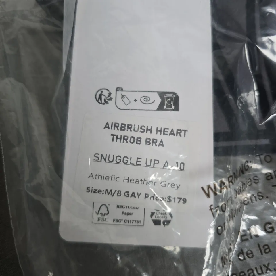 BAGGED AIRBRUSH HEART THROB BRA – ATHLETIC HEATHER GREY, SIZE M/L