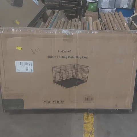 BOXED FUR DREAMS 48" FOLDING METAL DOG CAGE 