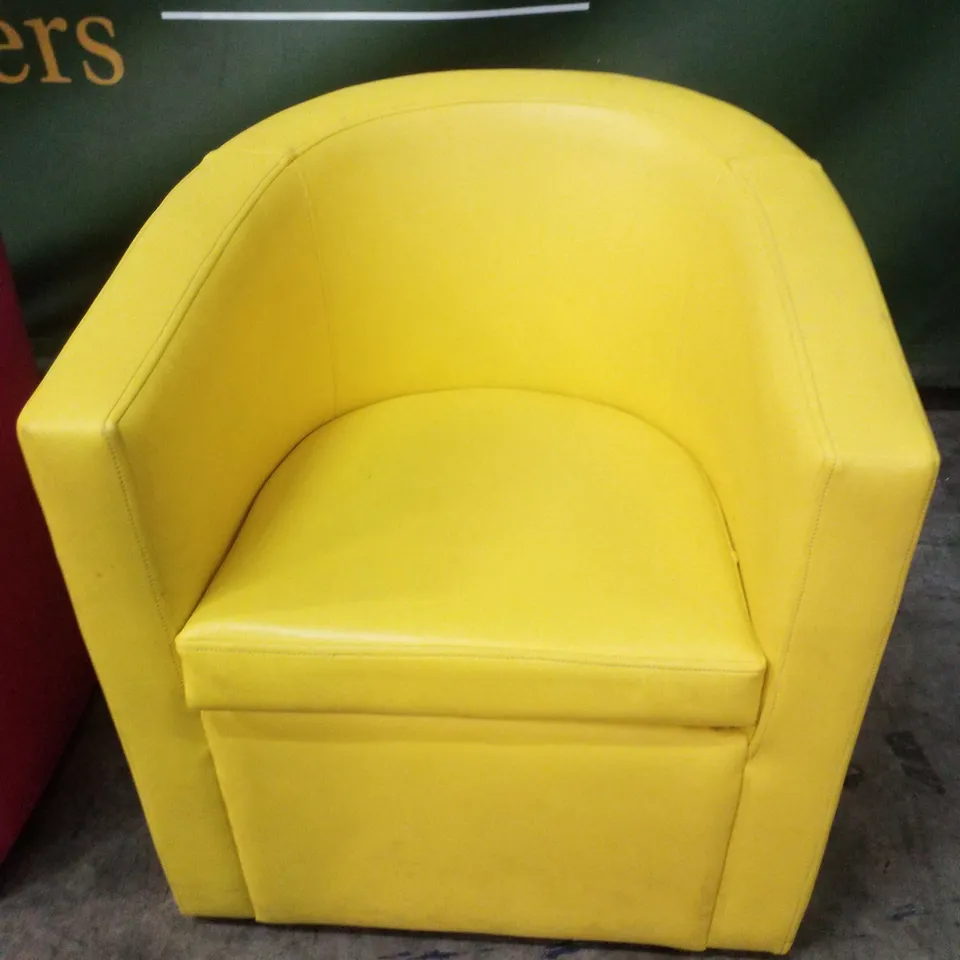 SET OF 4 BISTRO/CAFÉ LEATHER LOUNGE BUCKET CHAIRS - YELLOW, PINK, PURPLE & BLUE