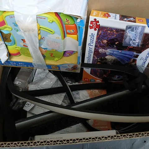 BOX OF ASSORTED ITEMS TO INCLUDE KIDS TOYS - HOUSE PHONES - LIGHT 